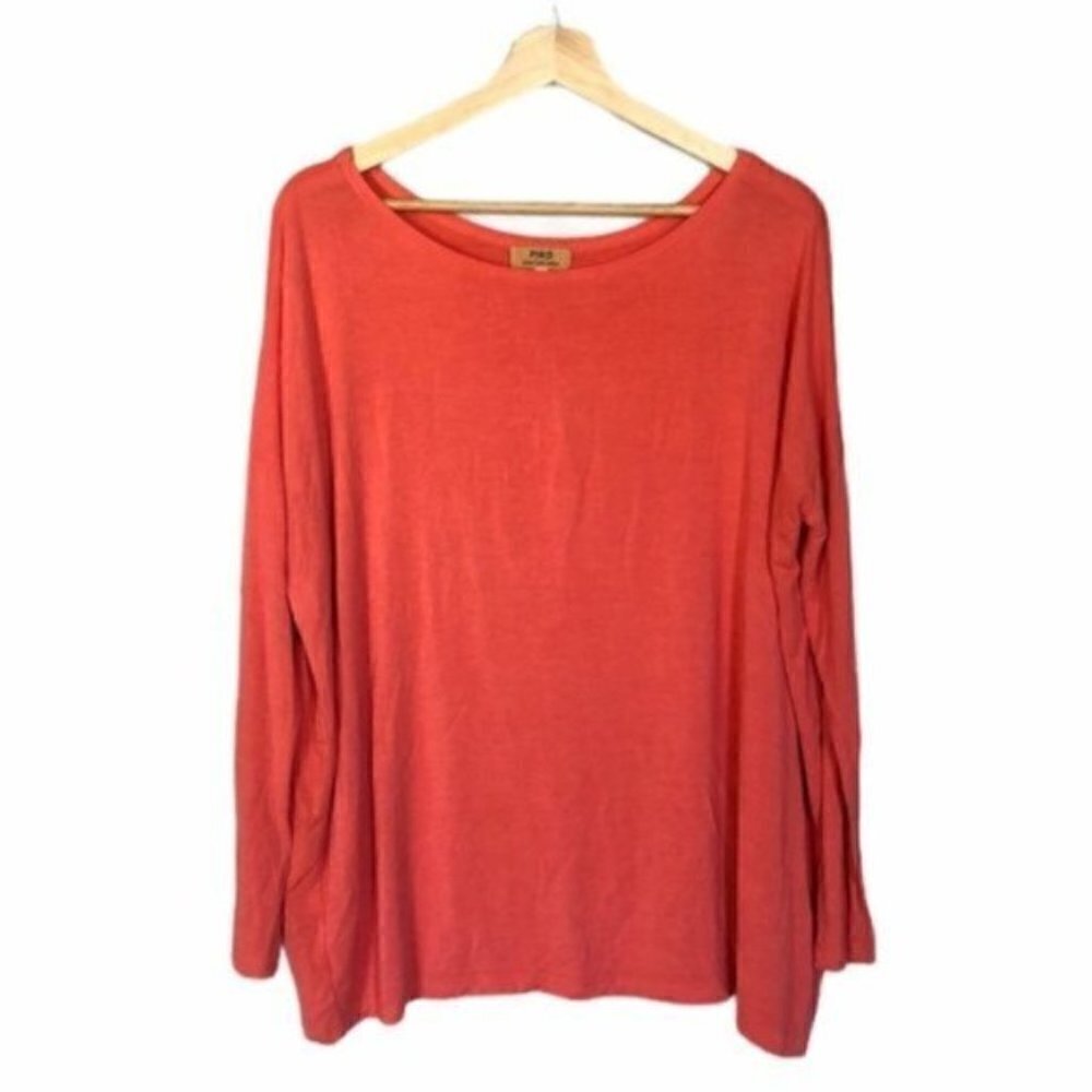 Piko 1988 Dark Orange Bamboo Long Sleeve Loose Fit T-Shirt S